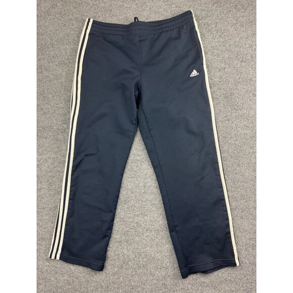Adidas Track Pants Men's Medium Navy Blue Straight Leg Y2K Trefoil Pockets - Picture 1 of 8